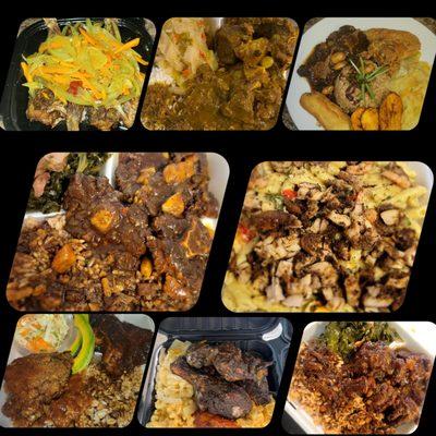 Delicious food. From fried fish, to curry goat, oxtail, fried chicken, Rasta pasta, jerk, chicken.