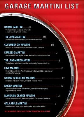 Garage Martini List