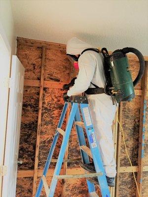 HEPA vacuuming during mold remediation.