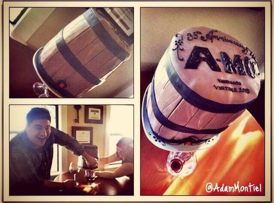 Wine barrel cake that actually dispensed wine!!