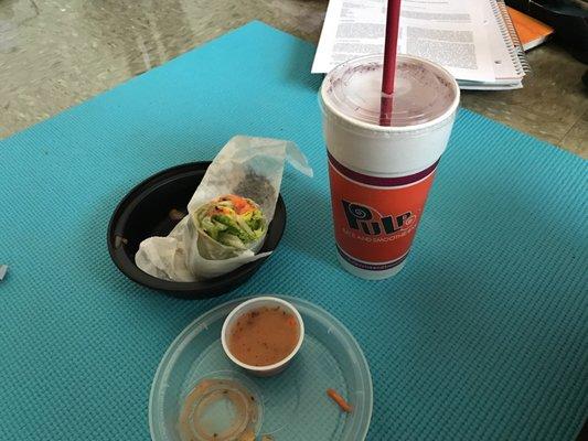 Veggie wrap and medium smoothie