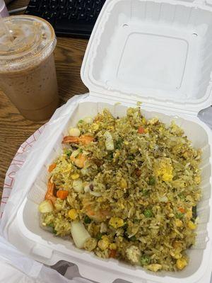 Cafe sua da & seafood fried rice