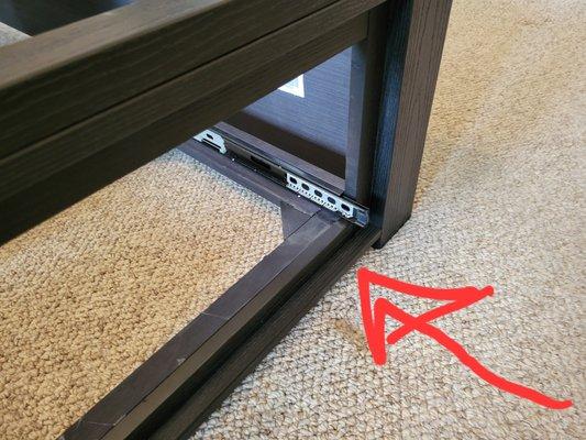 A drawer goes into this part of the footboard, but it wouldnt slide in because of the damaged rail. Read my review!!