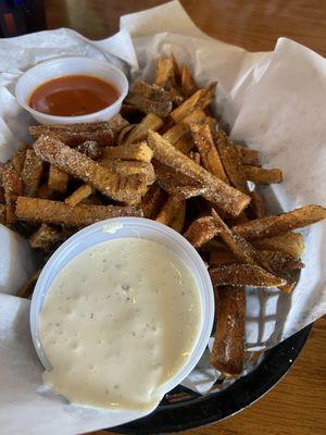 Truffle Fries with Buffalo and Ranch sauce