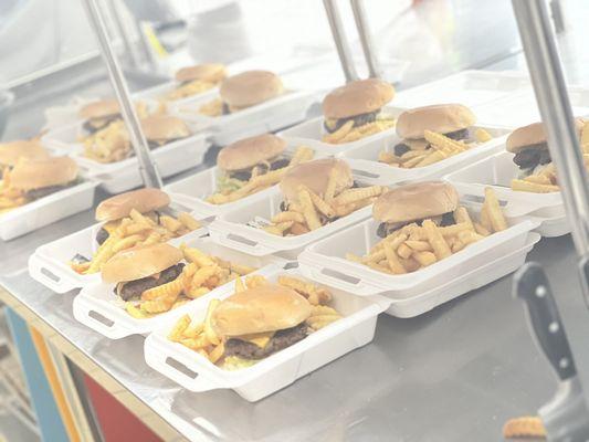 100 cheeseburgers going out to our plant workers.