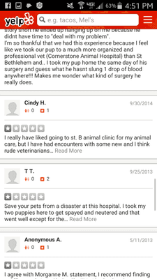 It's come to my attention that Yelp is allowing bad vets to take down bad reviews. Freedom of speech! ?!?