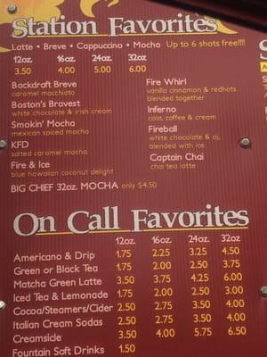 Close up of espresso menu