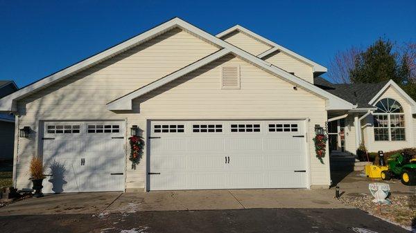 Carriage style garage door.