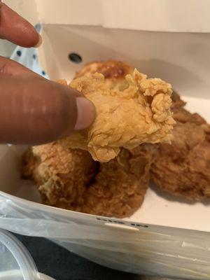 My Popeyes nugget compared to his chicken lol