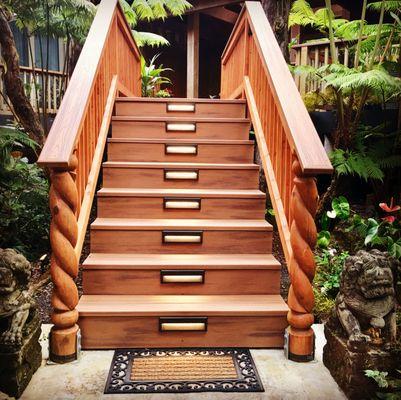 Your tranquil lodging awaits up these steps