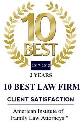 Family First Legal Group voted 10 Best Law Firm for Client Satisfaction for two years (2017 & 2018) by American Institute of ...