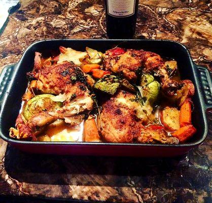 Roasted chicken with veggies