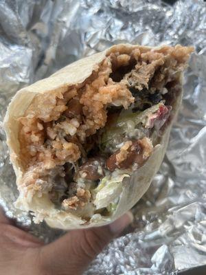 Green chili pork monster burrito 13.99$