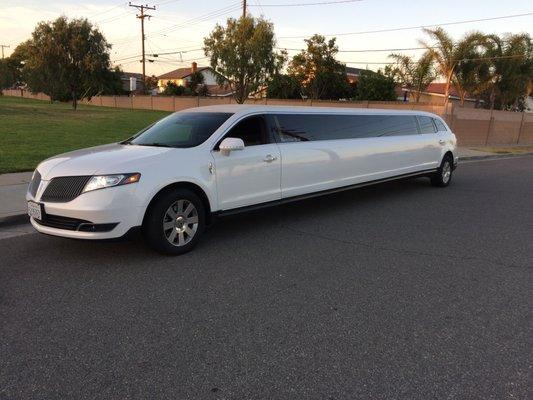 WHITE 12 PASSENGER MKT STRETCH LIMOUSINE DRIVER SIDE EXTERIOR