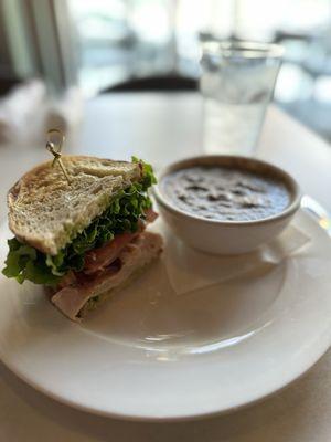 Club sandwich and mushroom bisque