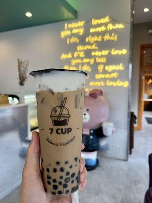 coffee milk tea with boba & milk foam - large