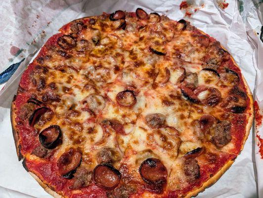 Large pepperoni and sausage