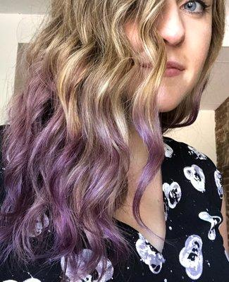 The result of Judy giving me the purple hair of my dreams!