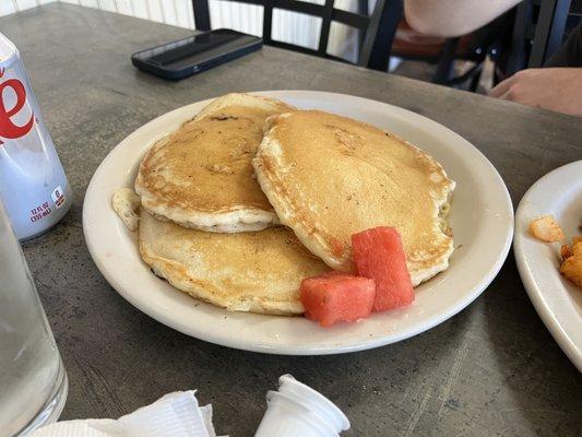 Serving of buttermilk pancakes.