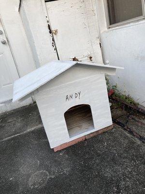 He built a house for our outside cat  He's great with pets!