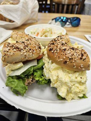 Egg salad sandwich with coffee