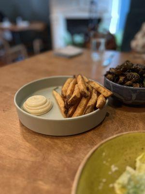 Fries and brussel sprouts