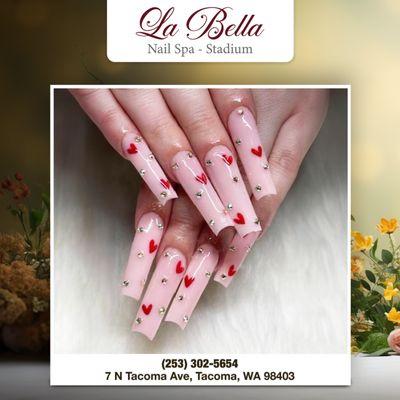 Long nails, short of nothing but stunning!  

Let your nails steal the spotlight with our exquisite long nail designs at La Bella