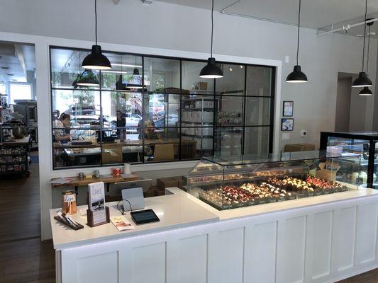 Retail counter with full production Bakery in the back.