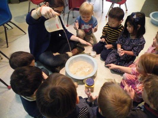 Such a fun time making moon sand from scratch!