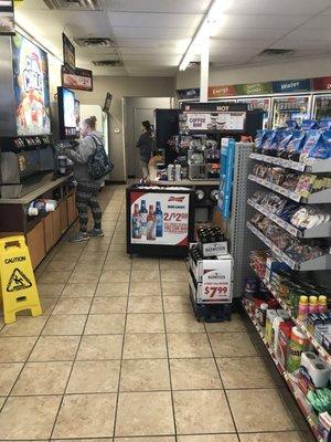 Tiny gas station, view from the cash register