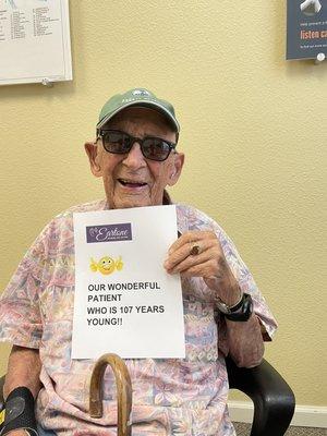 Thriving with laughter at 107!