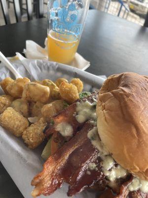 Green Chili Cheese Tots and Blue Cheese Burger...