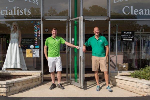 To the left is Steve, the route manager. To his right is his cousin and owner of Five Corners Cleaners, Lee