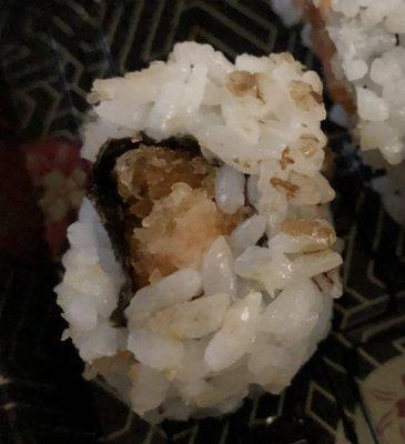 "Spicy tuna roll" 2 were like that, obviously end pieces but what restaurant thinks this is okay? It's $5.50