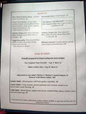 Appetizer Menu