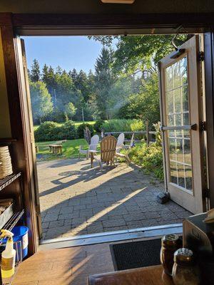 The view of the gardens from our table.