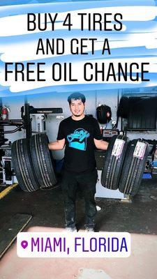 Buy 4 tires get free oil change