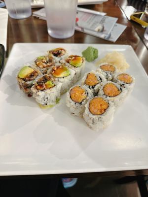 Eel Avocado Roll and Spicy Yellowtail Roll