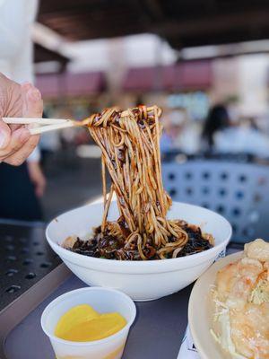 Jajangmyeon (noodles with black bean sauce); IG: @courtneyy_fiteats