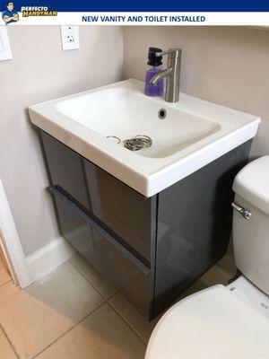 Vanity and toilet installation