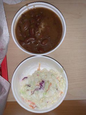 Cole slaw and red beans and rice