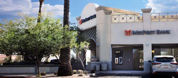 Exterior of MidFirst banking center location in Fountain Hills, Arizona.