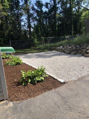 Close up of stone parking area