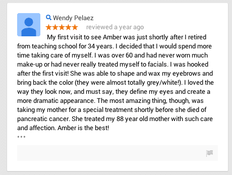 Brow wax review from a client in Tallahassee.