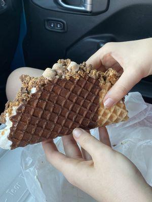 Chocolate taco with peanut putter cups and cookie dough