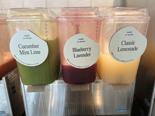 Lemonades  My favorite is a Classic Lemonade and a Cucumber Mint.