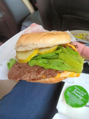 Double steak burger with lettuce