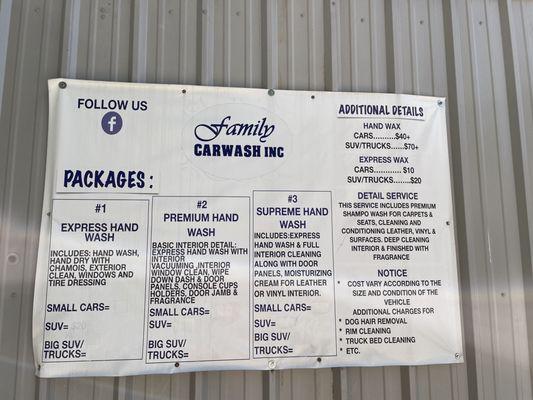 Car wash packages