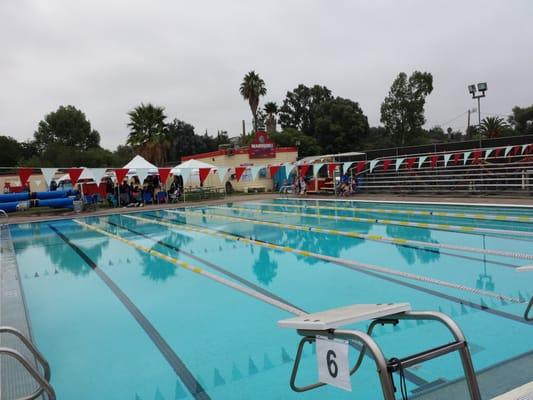 Pool is ready for early morning swim meet