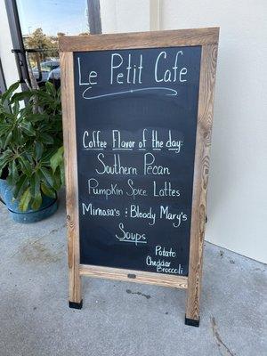 Sign outside with daily specials.